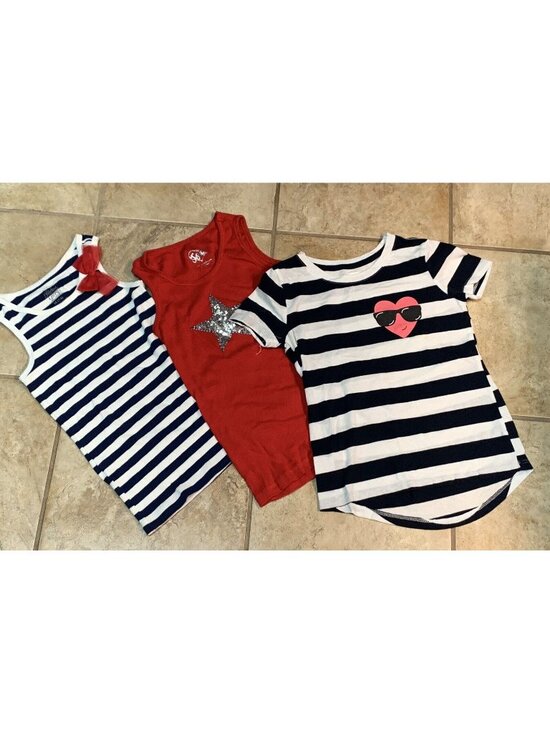 Justice Other - Red, White, Blue Girls Size 6/8 Shirts July 4th Girls Shirts Summer U10-20
